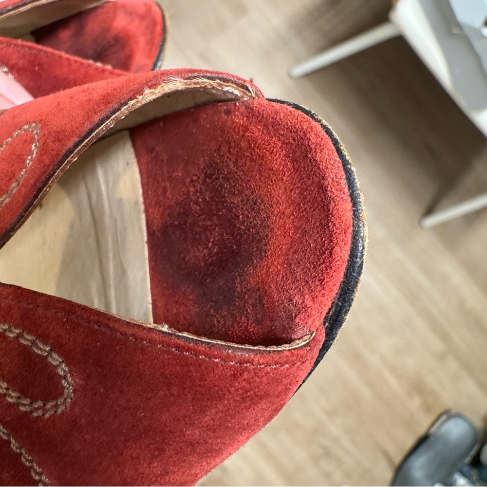 Salvatore Ferragamo Red Suede Women's Heels - Picture 10 of 10